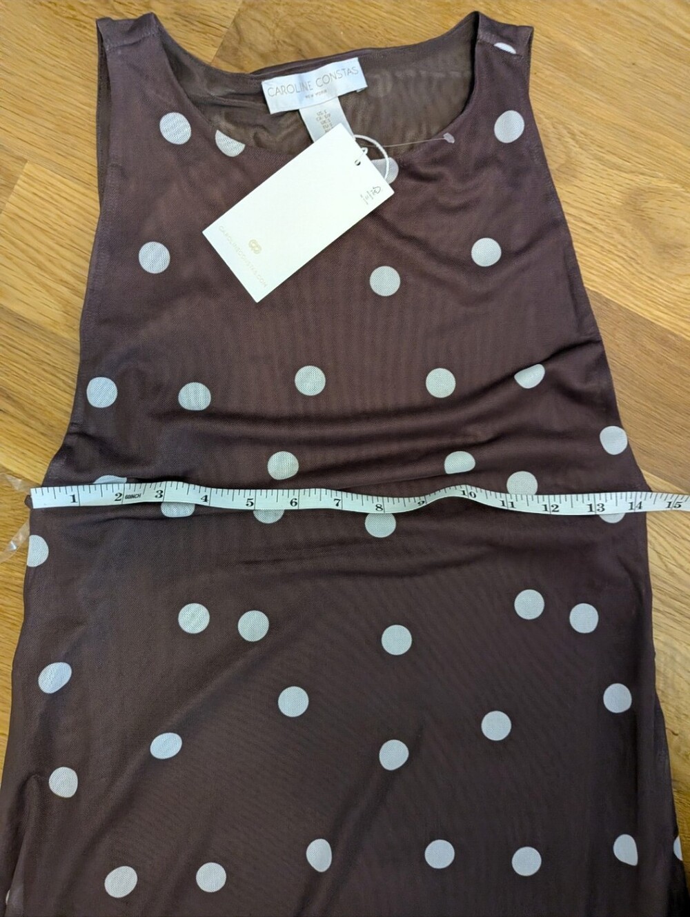 Caroline Constas Brown Coverup Dress with White Polka Dots, NWT! - Picture 10 of 11